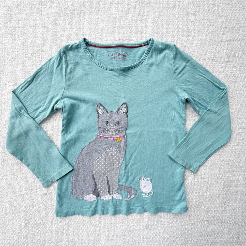 Mini Boden Cat Applique Tee PLAY 6/7